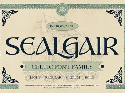 SEALGAIR book cover font celtic font custom font display font font font design font style free font game font historical font logo font medieval font movie title font multiple weight font norse font ornamental font runic style font viking font vintage style font warrior font