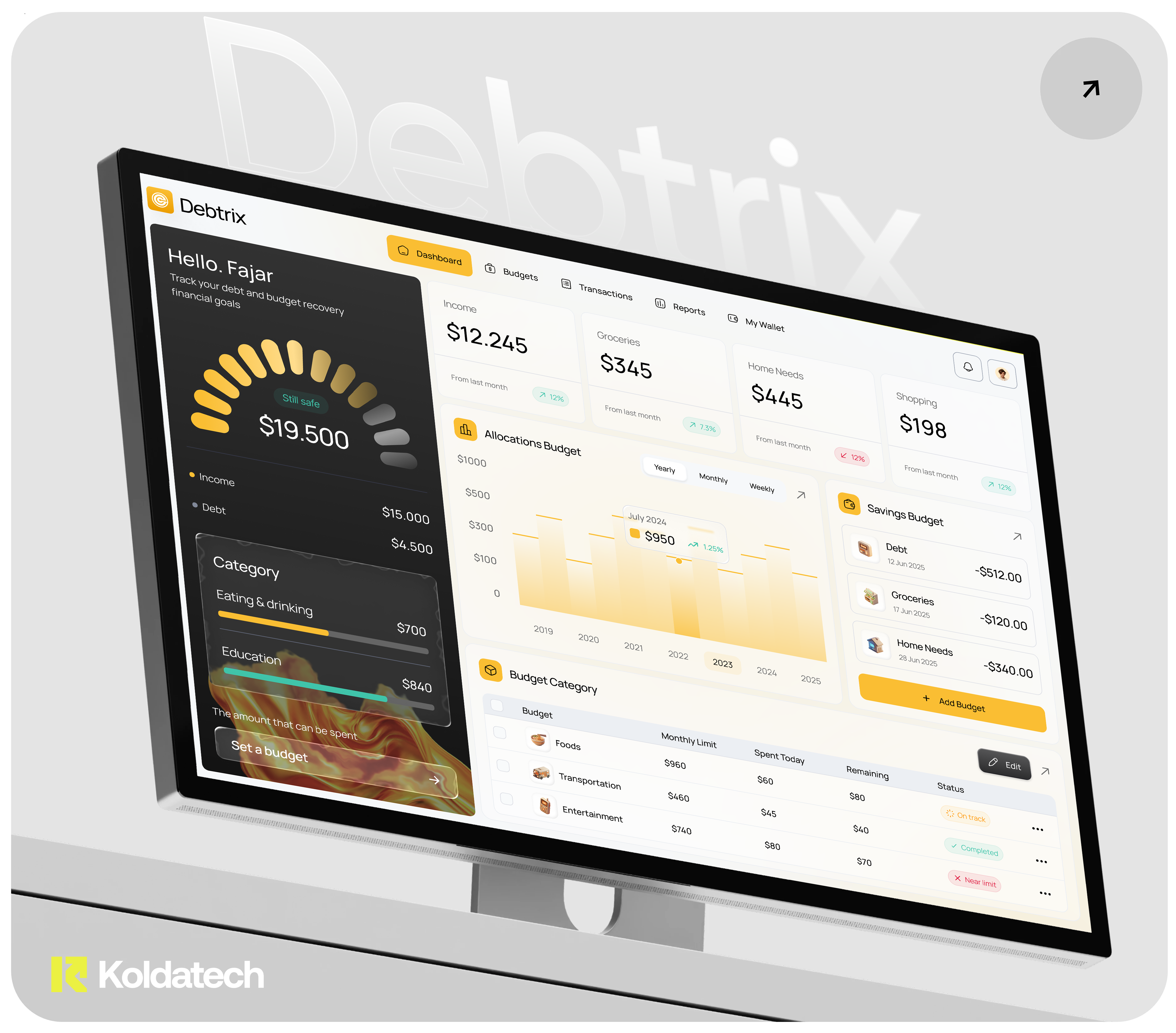 Example of Debt & Budget Recovery Dashboard Design