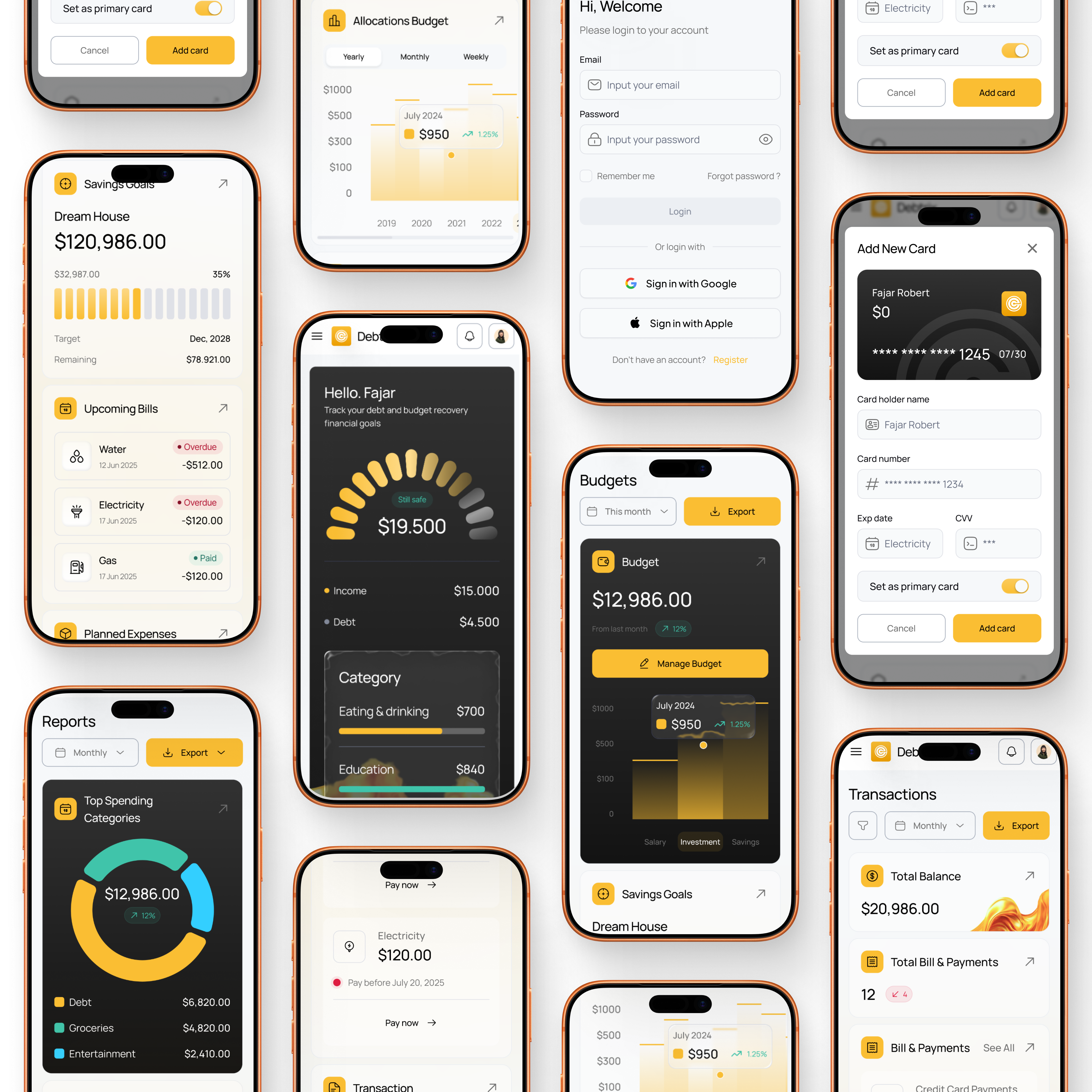 Example of Debt & Budget Recovery Dashboard Design