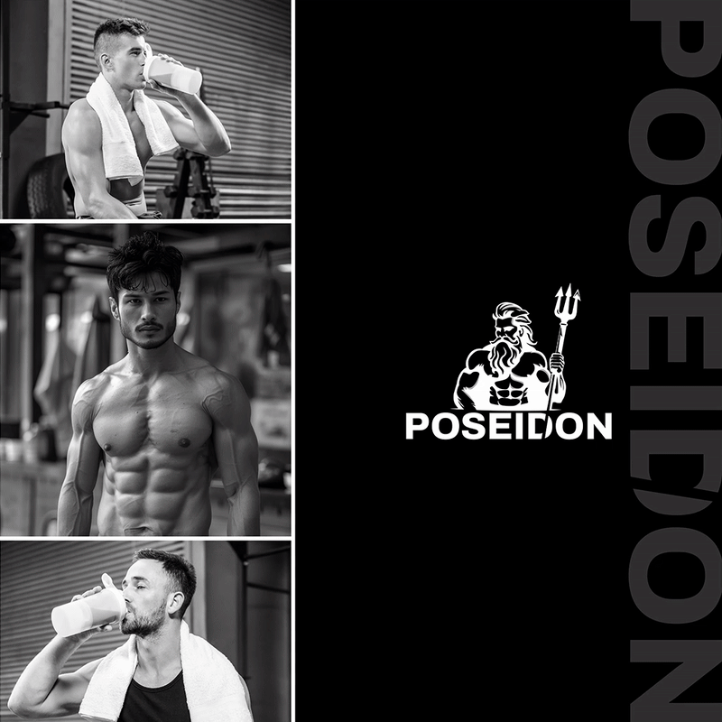 Poseidon - Powerful Fitness Warrior Logo brand identity branding design fitness brand fitness logo graphic design illustration logo logo design logos logotype mordern logo poseidon logo trending logo ui