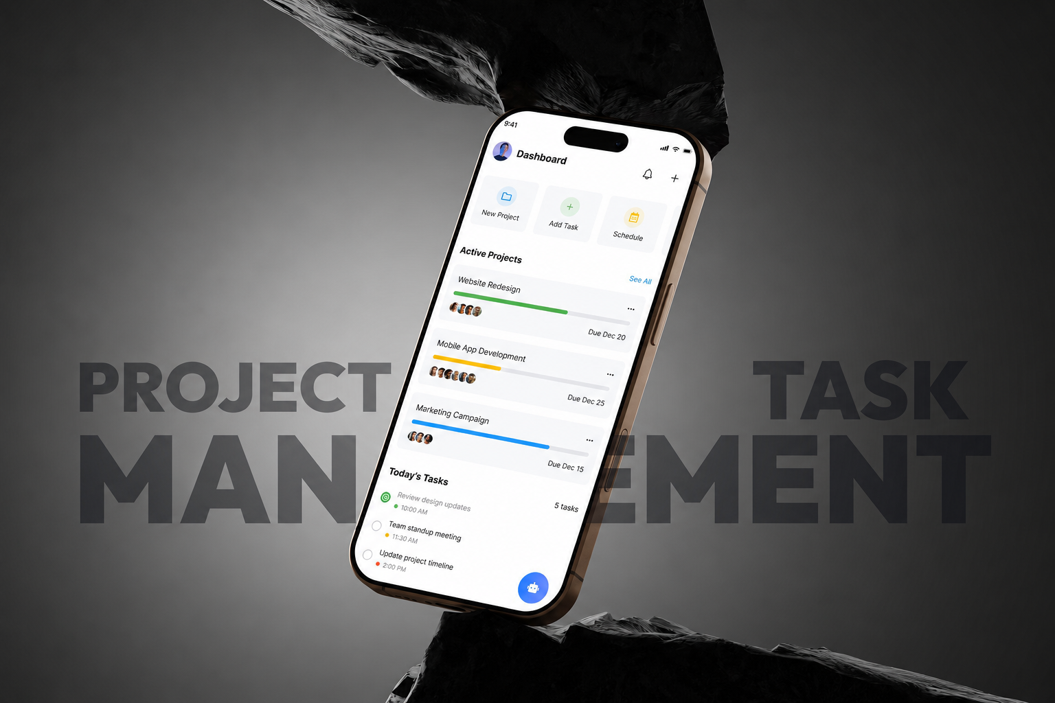 Project Management Mobile App UI Design 3dui appdesign dashboardui figmadesign mobileapp productivityapp projectmanagement saasdesign uidesign uxdesign
