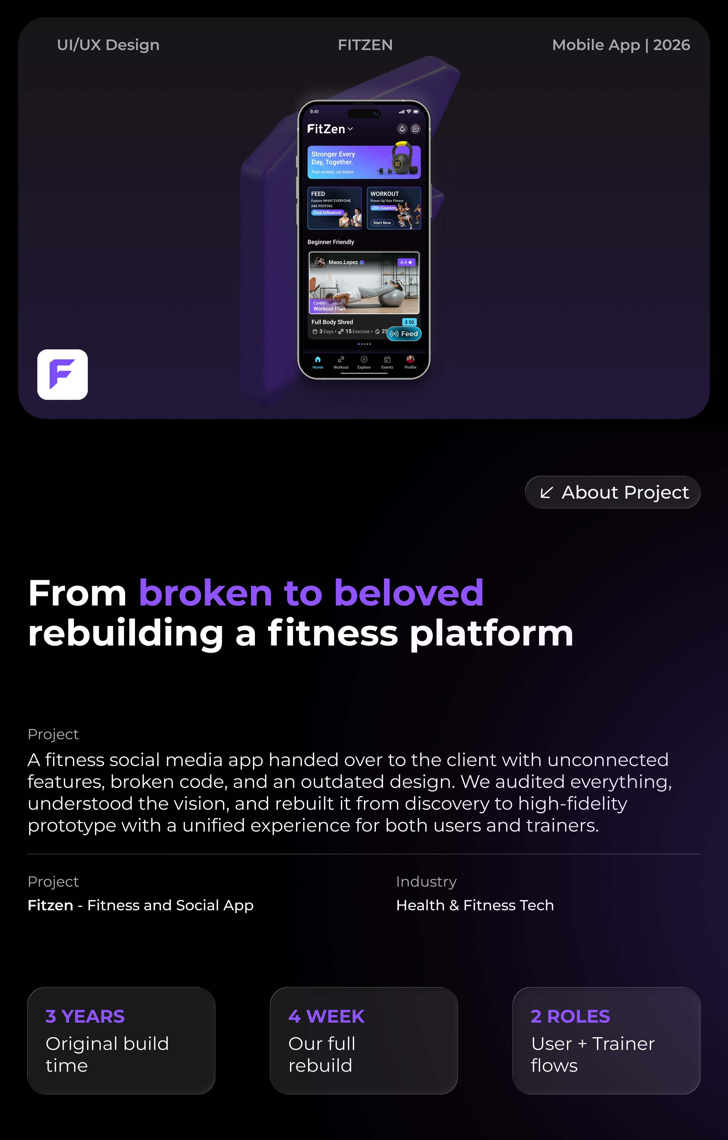 FitZen - Fitness and Social App appdesign fitnessapp graphic design mobileapp socialapp ui