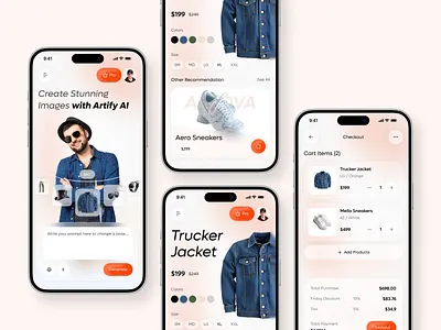 AI Fashion E-Commerce Mobile App Concept ai ai app ai fashion ai image generate ai shopping app design clothing app e commerce app fashion app mobile mobile app modern fashion shopping app ui ux