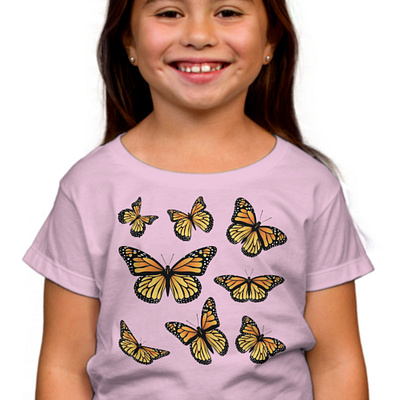 Monarch butterfly on T shirts butterfly design graphic design illustration kids clothing monarch butterfly poster print tshirt vector