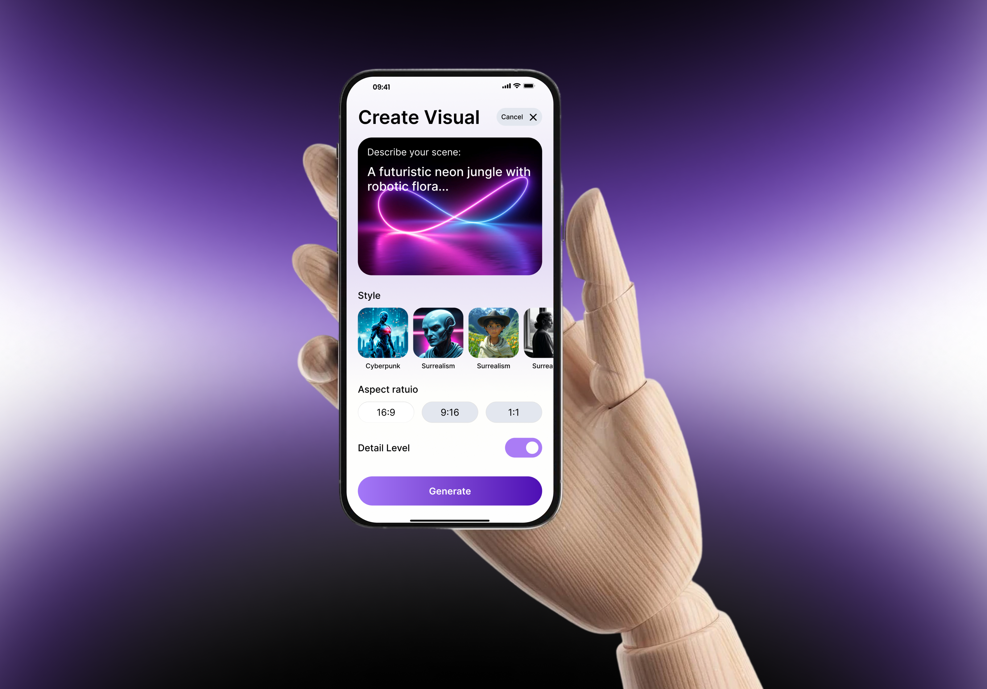 AI Image And Visual Generator Mobile App ai ai assistant ai image generator ai imge editor ai video creator ai video generator ai visual generaton image ios mobile app ui video visual