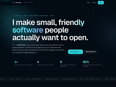 Remi Park [Product Designer Portfolio] branding case study designer portfolio landing page portfolio ui ux design web design