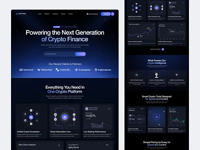 Crypto Finance Landing Page crypto dashboard crypto finance crypto landing page crypto website dark mode fintech website framer landing page modern saas landing page product design saas saas landing page saas landing page design saas website template trading platform uiux web design web3 webflow