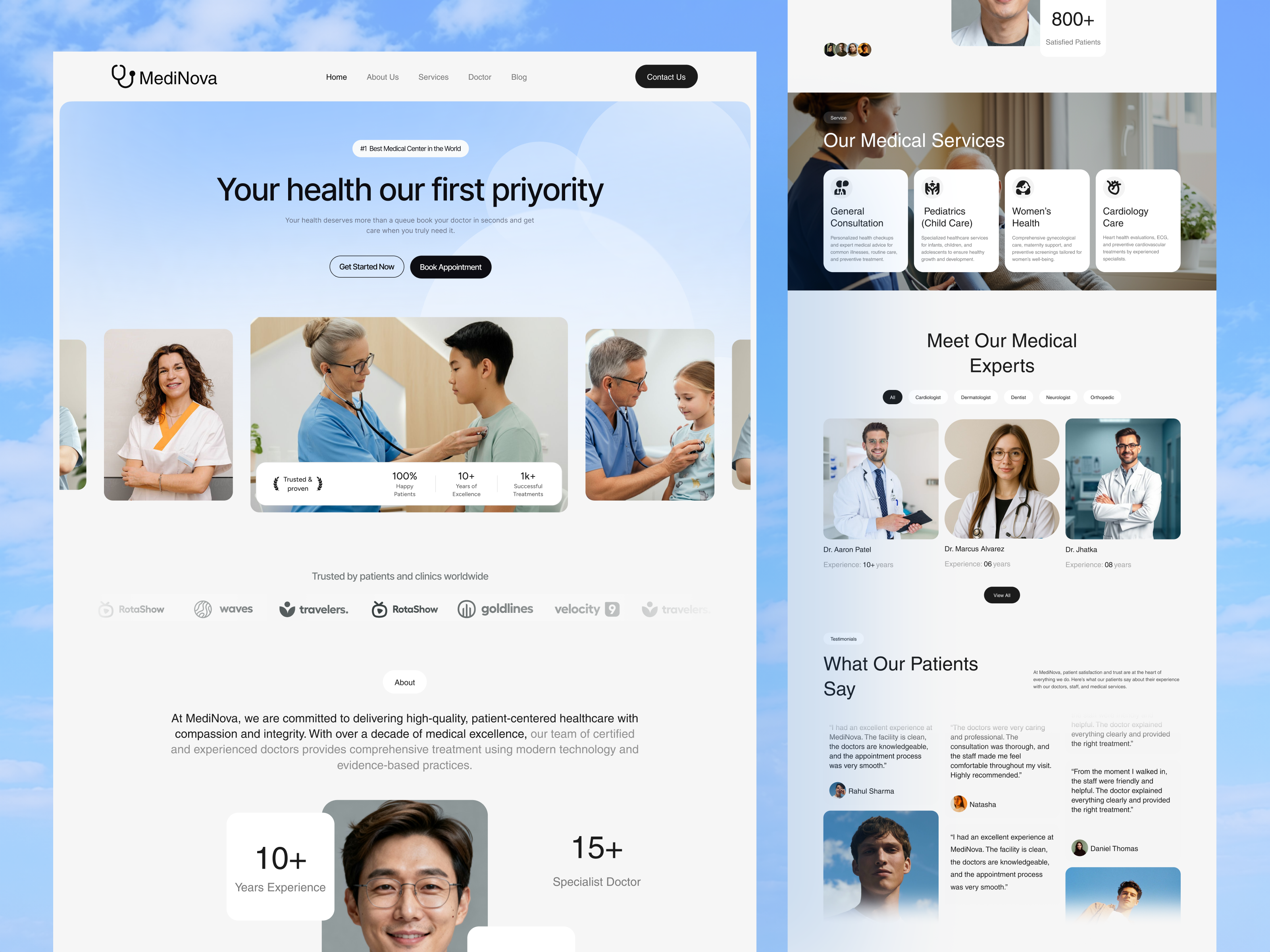 Modern Medical & Healthcare Website clean web design clinic website design consultation website doctor doctor appointment doctor consultation homepage hospital portal hospital website landing page medical landing page design patient care patient website personal care telemedicine web interface design website design