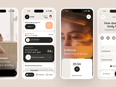 HYNS Mobile App app card dashboard design edtech icon ui ux wellness
