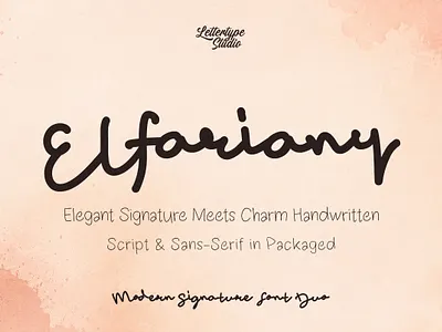 Elfariany — Modern Signature Script & Handwritten Sans Font Duo branding elegant feminine fontduo handwritten modern sansserif script signature wedding
