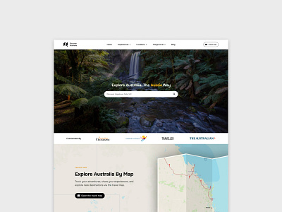 Discover Australia - Closeup australia clean design feature light map minimal navigation search search bar tourism travel ui web web design website website design