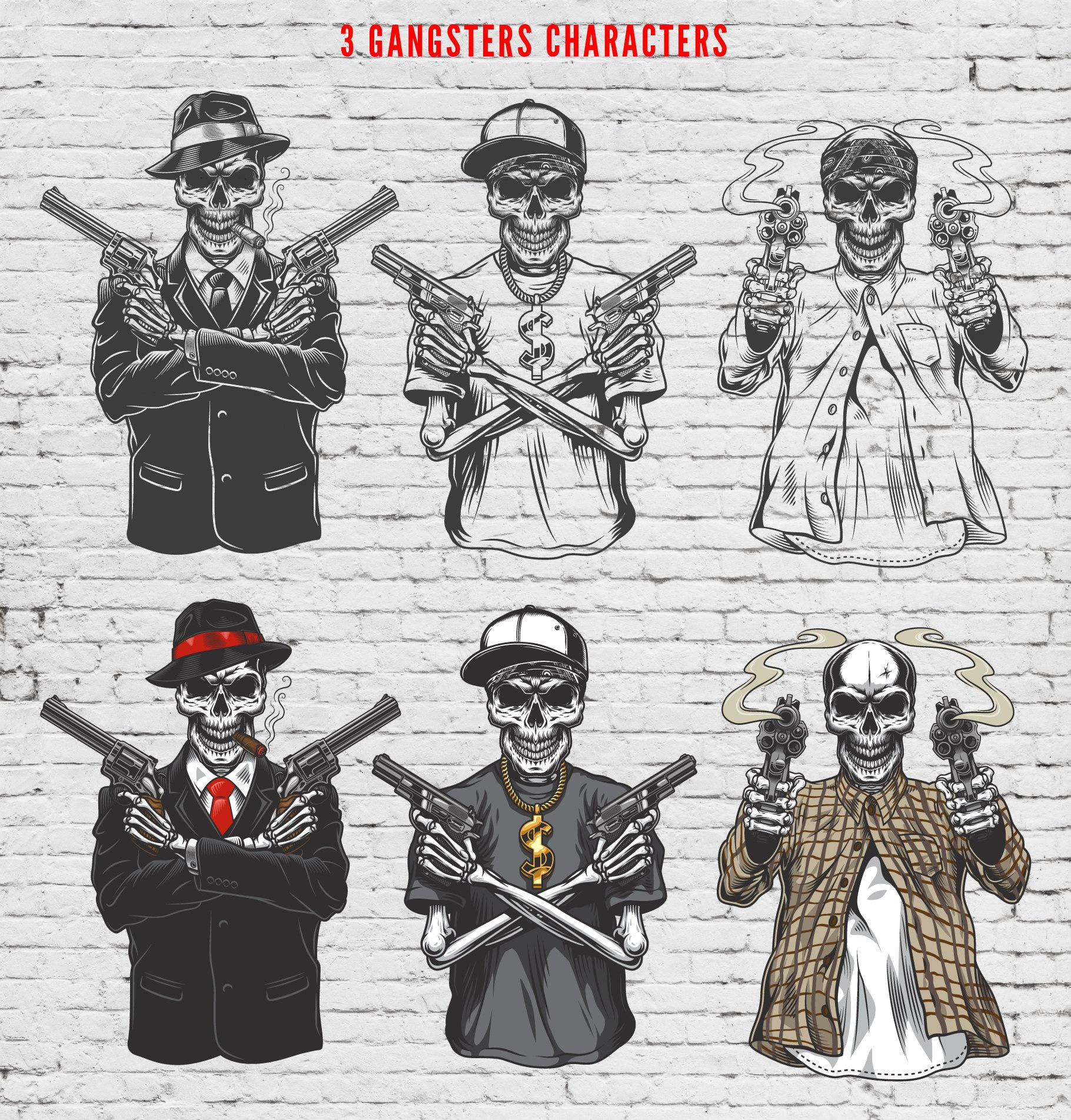 Three gangsters by DGIM studio on Dribbble