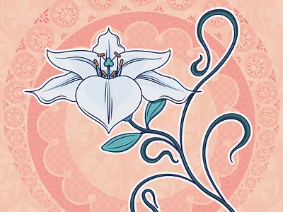 Daily Doodle - Art Nouveau Lily adobe illustrator art nouveau blue contrast daily art doodle flat design flower illustration lily patterns pink teal vector vector illustration
