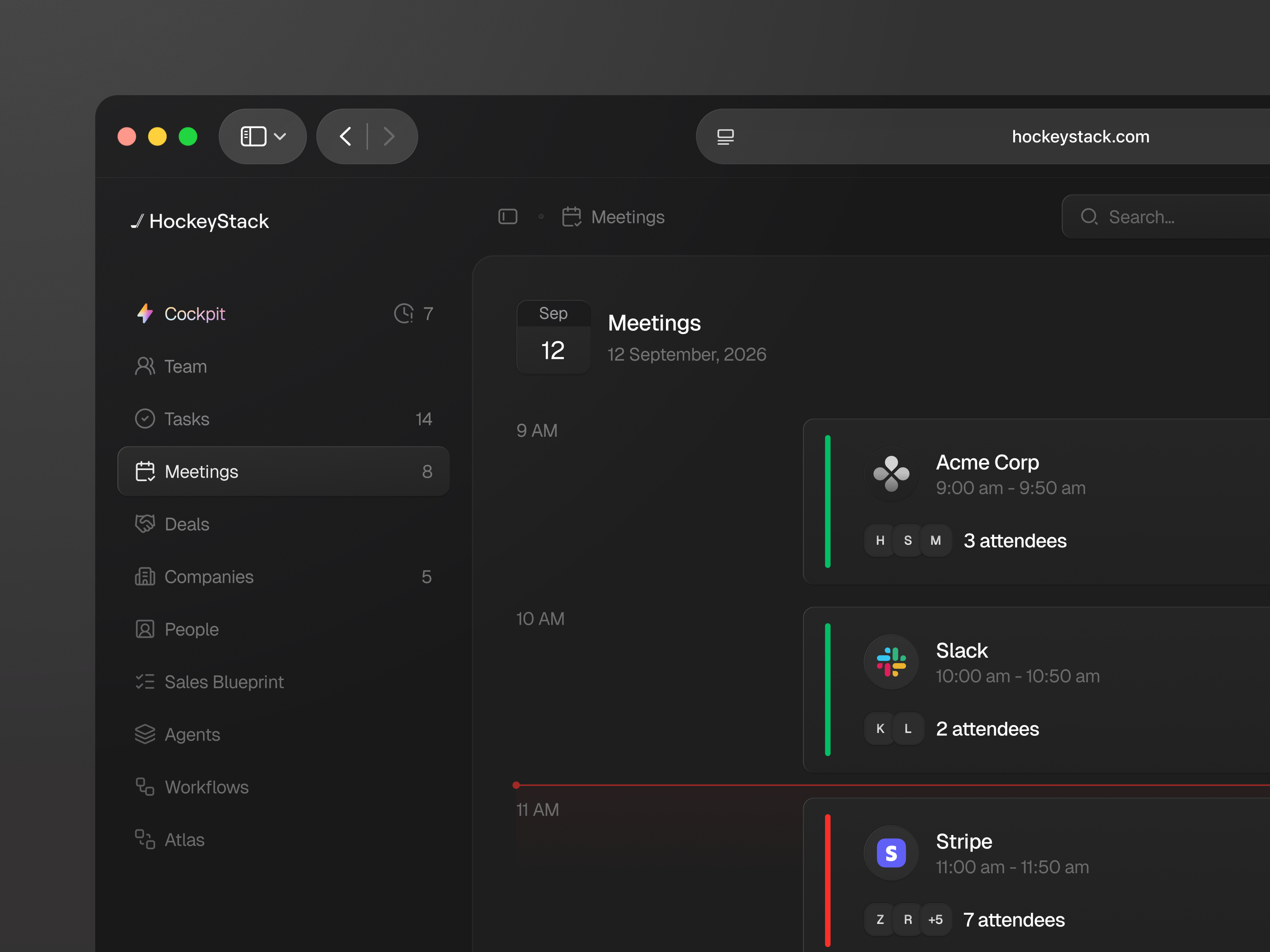 HockeyStack - Calendar