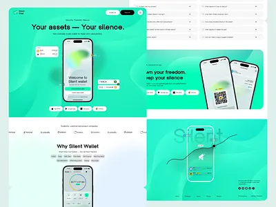 Silent wallet landing page bitcoin blockchain business crypto cryptocurrency finance fintech investment landing security swap wallet