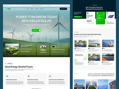 Helion - Renewable Energy Landing Page Design clean energy climate tech conversion design eco design landing page editorial design card ui figma green tech hero design product design renewable energy saas design solar energy sustainability typography ui design ux design web design website design