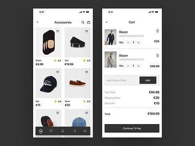 CALLIOPE App app checkout design e commerce mobile payment productlist ui ui ux interface ux