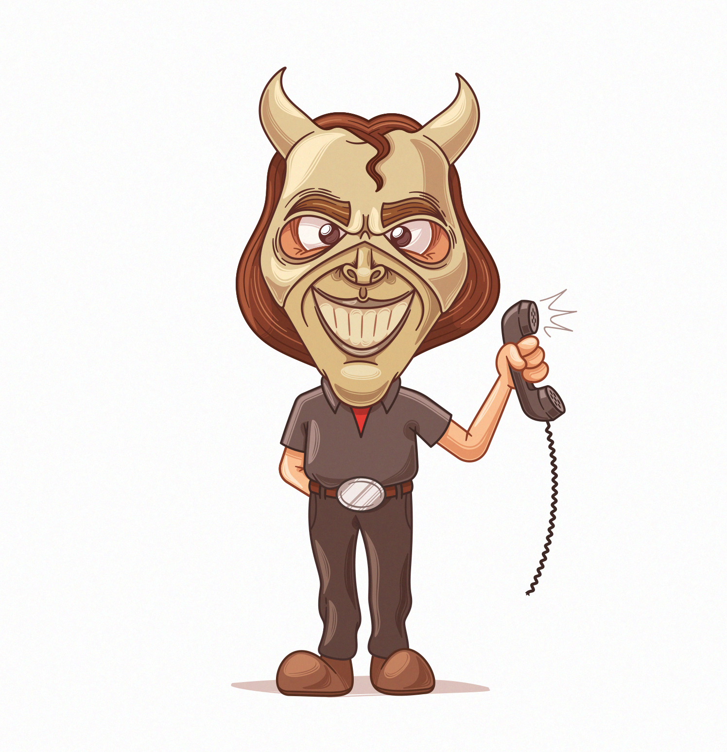 HORROR ICONS: GRABBER black phone caricature cartoon character creepy funny grabber horror illustration isolated mask movie scary spooky vector white background