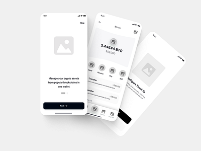 Wireframe Exploration for Hero Crypto Wallet blockchain crypto crypto wallet defi design graphic design mobile app nft ui ux design web3.0 wireframing