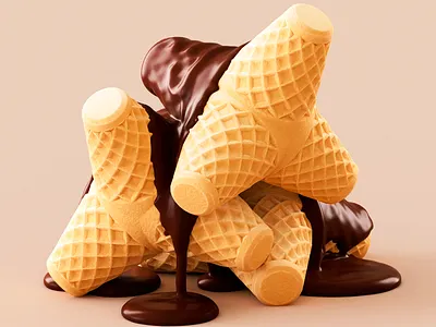 Tetracone 3d c4d cinema4d icecream illustration render waffer waffle