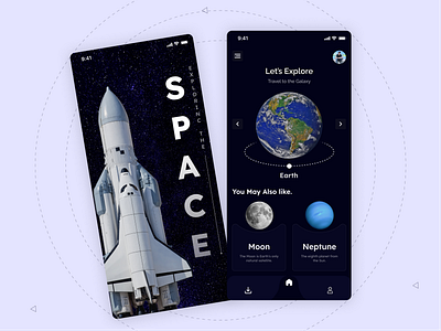 Space App UI androidapp astronomy cosmology creative design graphic design nasa spaceapp spaceexploration spacelovers ui uidesign ux