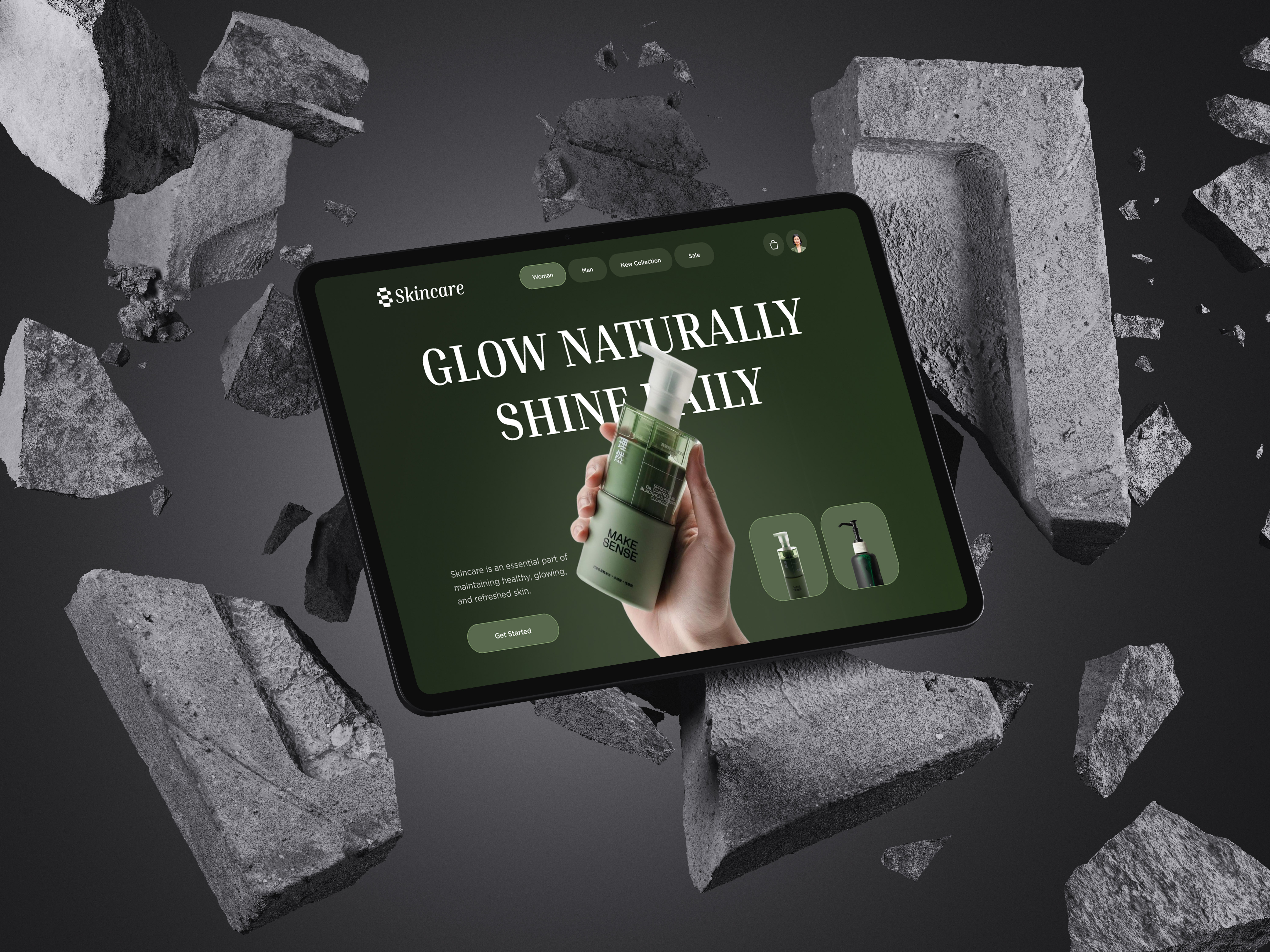 Luxury Skincare Website UI Design beauty website e commerce website fashion website landing page luxury ui modern website product showcase skincare brand skincare website web design website ui