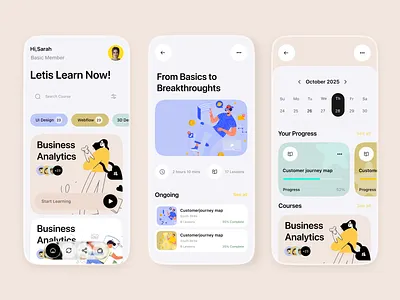 Education Platform Mobile App Design android app design course app dashboard design digital product education educational app elearning ios learning learning app mobile app mobile ui online course product design saas design student study app ui ux web