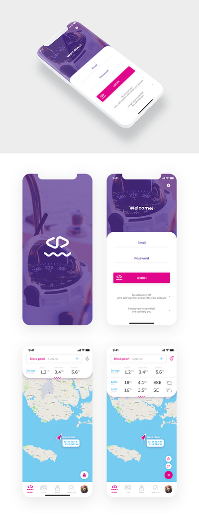 iOS app design - Sailors app illustration logo typography ui ux vector