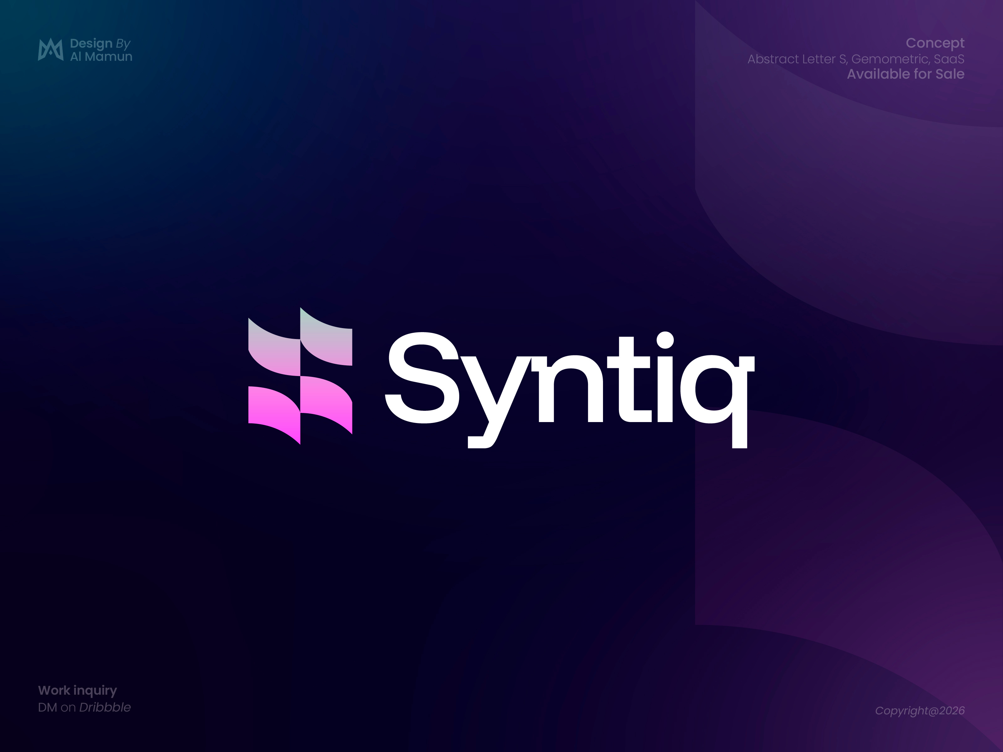 Syntiq — Modern SaaS Brand Identity abstract ai cloud data digital future geometric identity innovation letter s logo minimal modern monogram professional saas scalable smart software startup tech