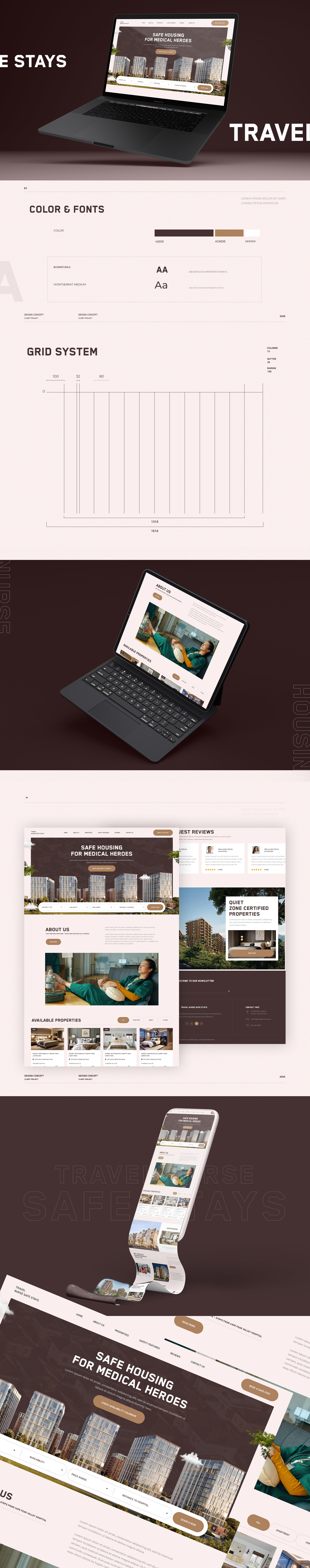 Safe Housing for Medical Heroes | Responsive Web & Mobile Design case study figma healthcare app responsive design travel nurse housing ui web web design