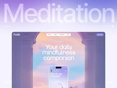 Mindfulness App Landing Page | Wellness & Meditation 3d web design animation bento grid layout clean ui glassmorphism ui health tech web design healthcare landing page homepage landing page mental health web design mindfulness landing page minimalist web design pastel gradient saas landing page ui ui ux webdesign website