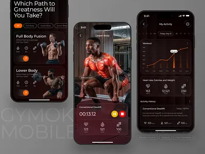 Gymok - Gym Trainer Mobile App clean design dumbell fit tracking fit training fitness fitness app gym gym app gym mobile gym training healthy app mobile mobile app sport training ui uidesign