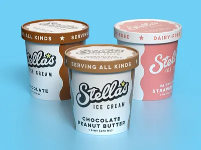 Stella's Ice Cream branding identity illustration packaging design