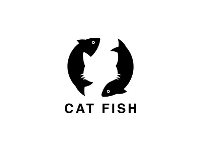 Cat fish logo design_for sale animal branding cat circle fish graphic design icon logo logos negative space negativespace unity