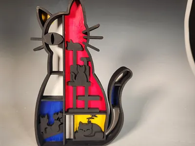Meowdrian 3d graphic design laser cutter vector