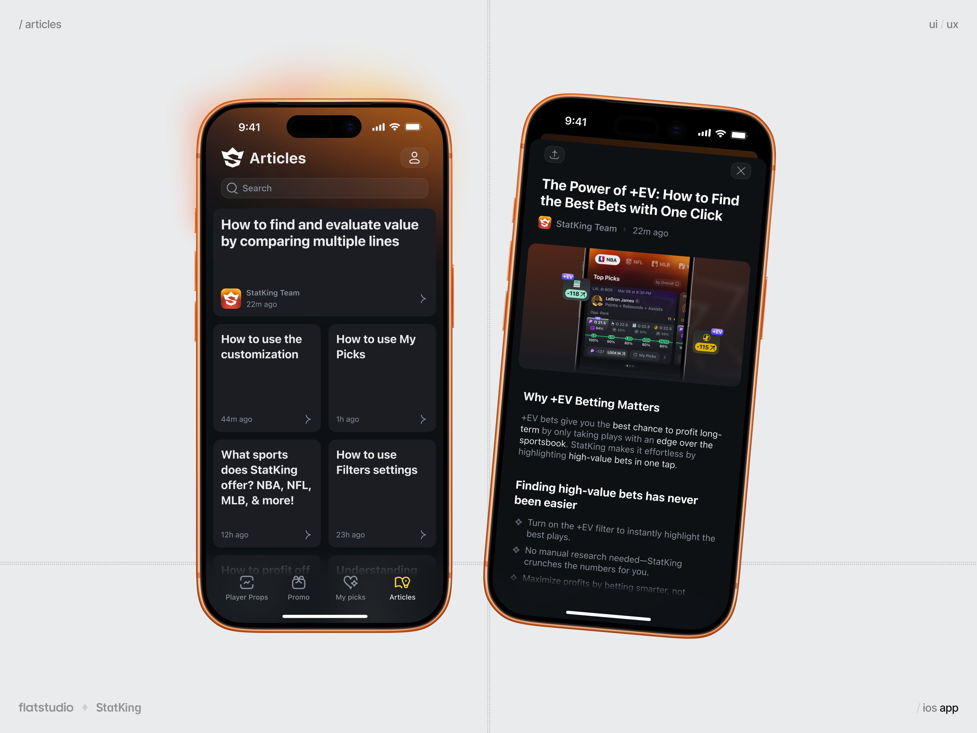 StatKing App: Articles, Search & Promo