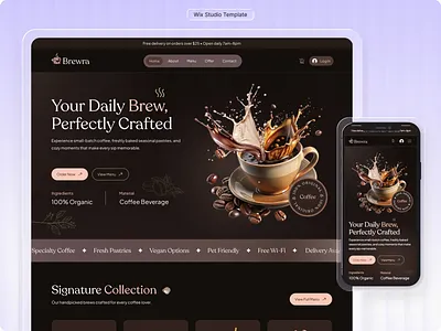 Wix Template For Coffee Shop, Cafe, Bakery, Barista,Coffee Store bakeries barista website beverage ecommerce business website cafe landing page cafe store cafe template coffee shop online store website restaurant website tea store website template wix wix studio wix studio website wix template wix website template