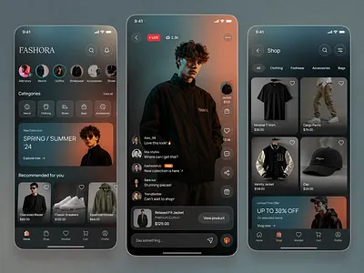 Fashion Live Shopping Mobile App UI/UX android app design application clothing fashion fashion app fashion app design figma ios mobile mobile app online shop online store ui ui design uiux ux ux design