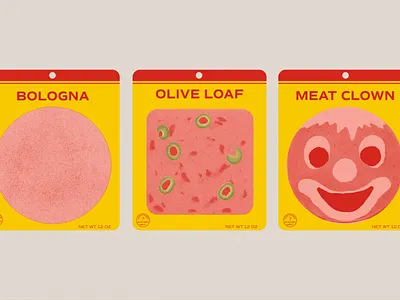 Cold Cut Combo bologna cold cut halftone illustration lunch meat clown olive loaf packaging retro typography vintage