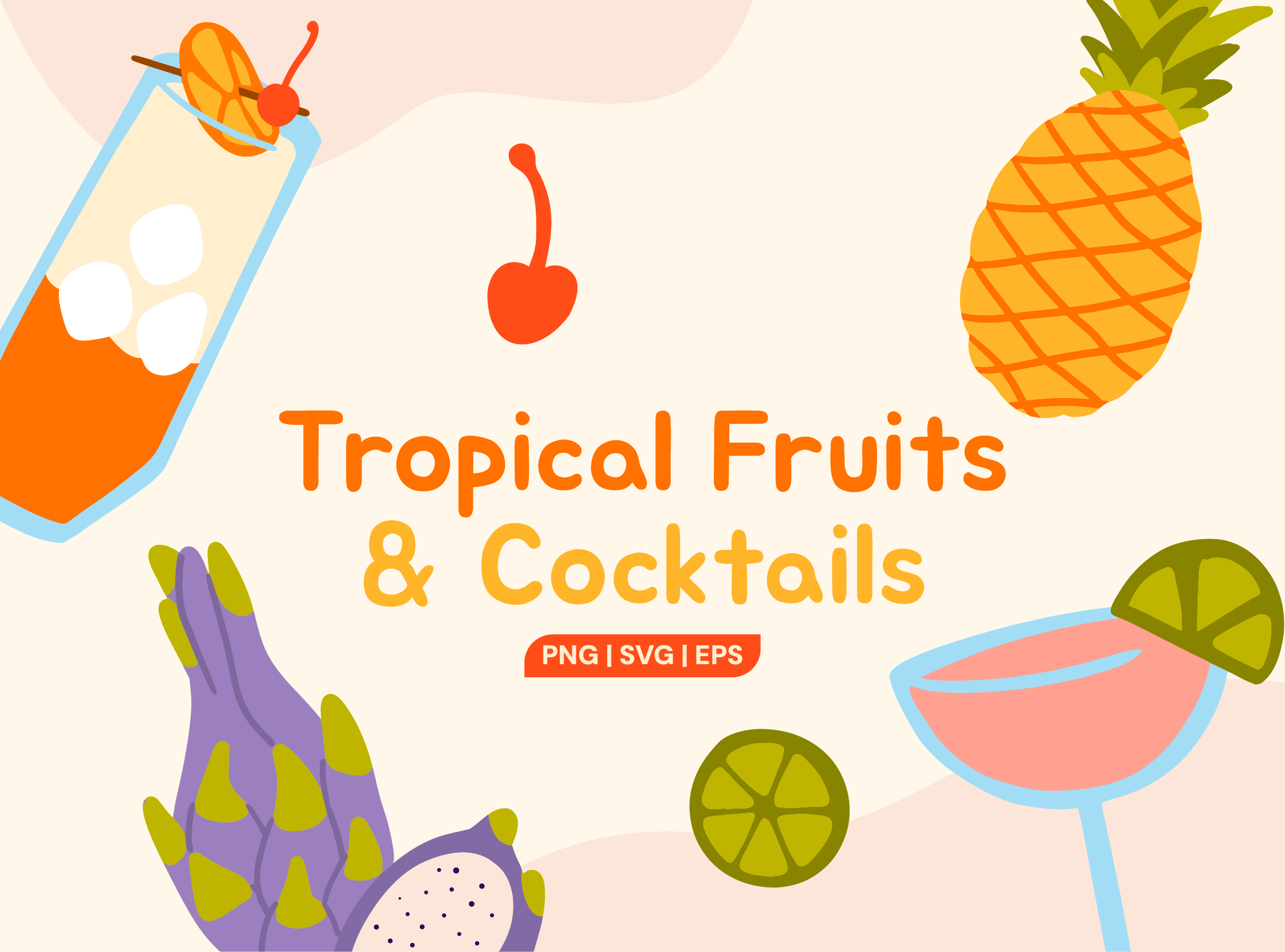 Tropical Fruits & Cocktails | Illustrations