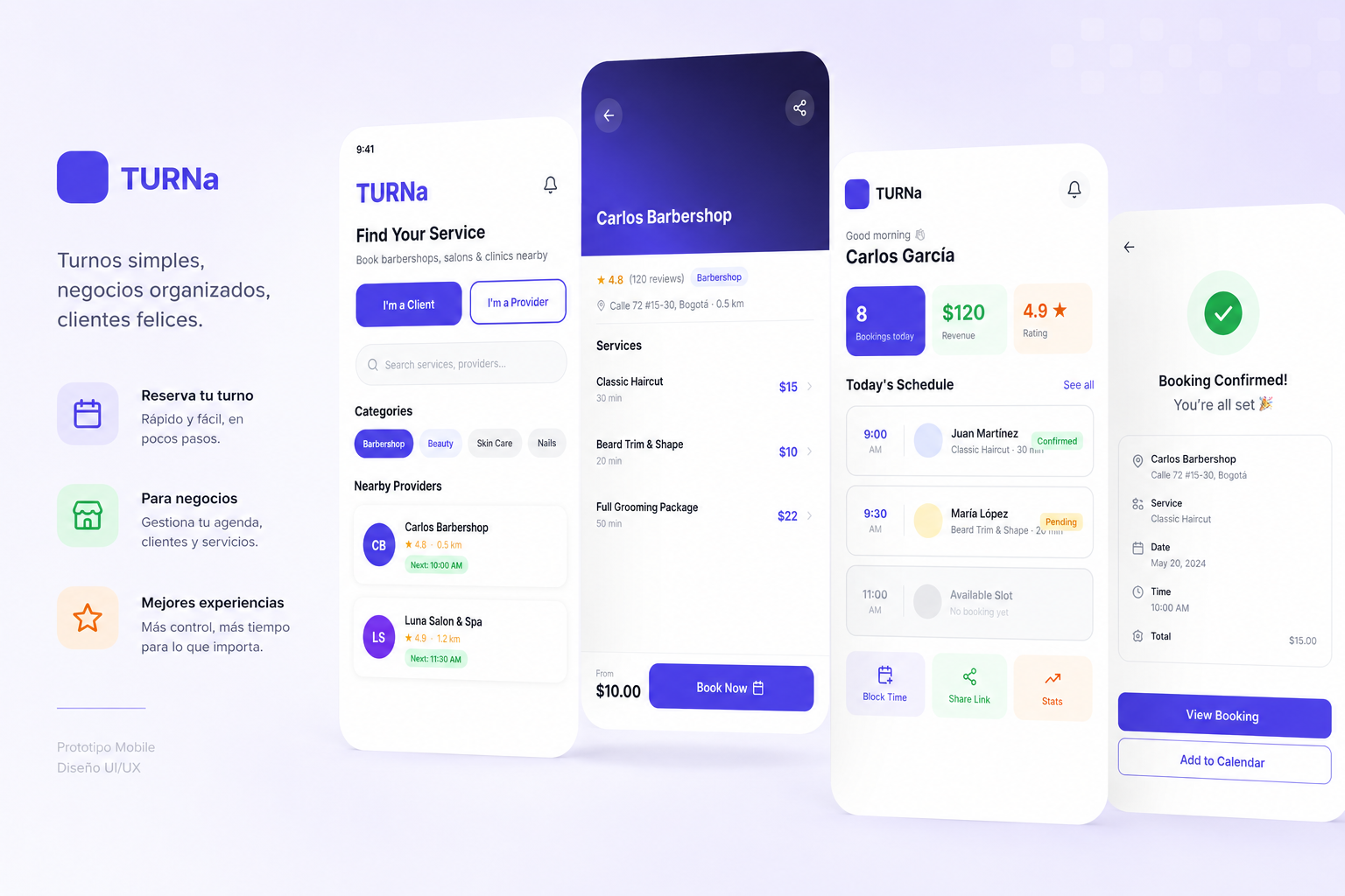 TURNa — Mobile Booking App UI/UX