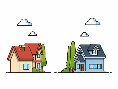 House Illustration🏠 architecture branding building cozy doodle exterior flat home house icon illustration interior logo property room sketch tree