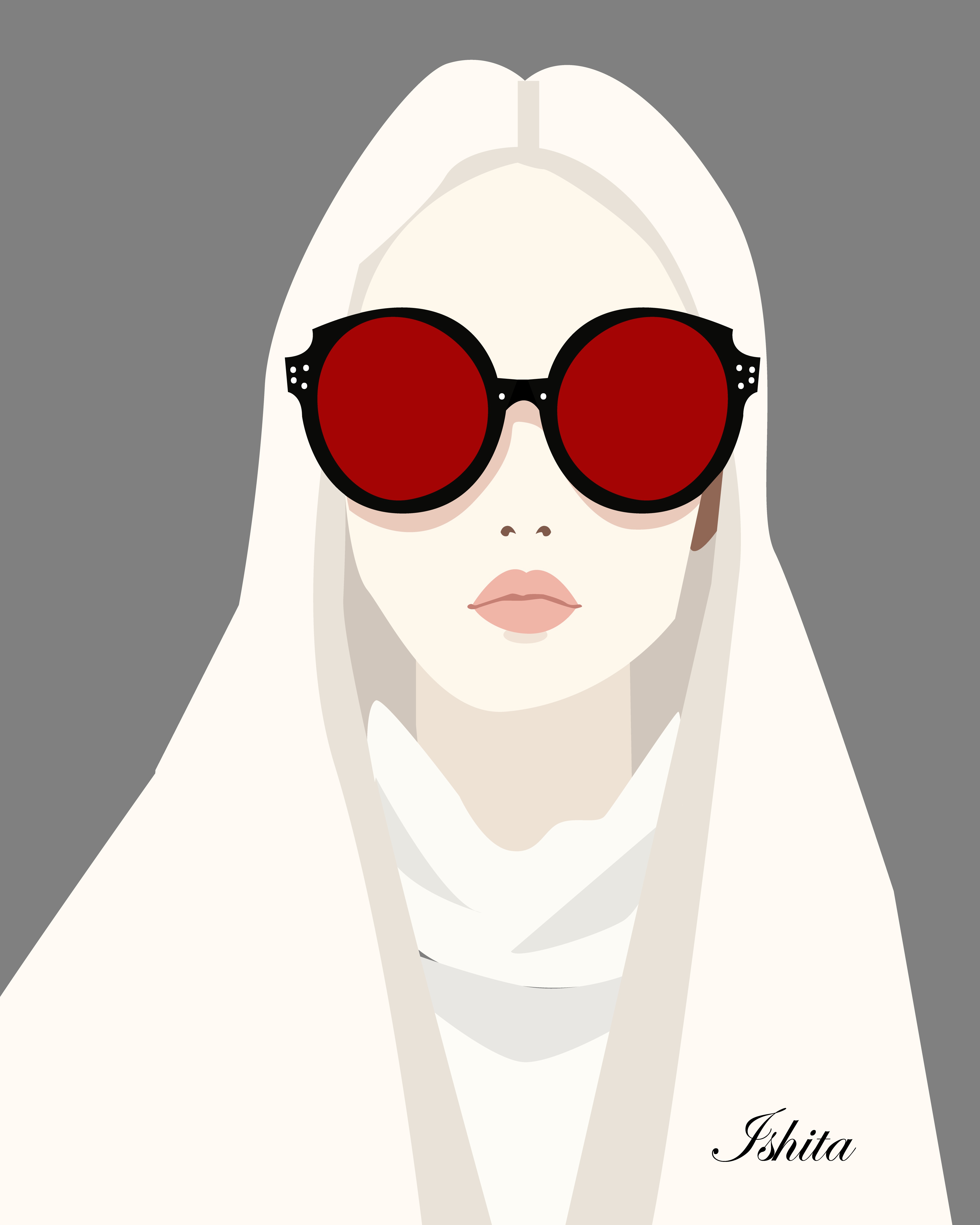 Minimalist fashion portrait with red sunglasses design graphic design illustration minimalist vector