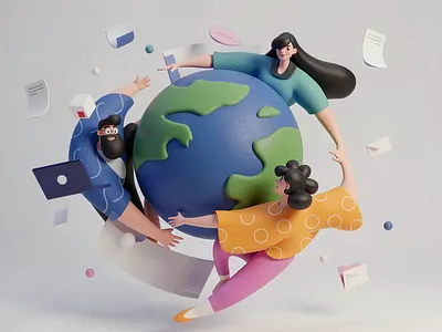 3D ExaVault Redesign 3d 3d art 3d illustration blender branding c4d character design cinematic colorful composition cute design dreamy environment illustration isometric lighting playful soft render texture
