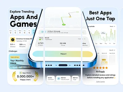 App Store Screenshots – Fitness & Activity Tracking App UI app store app store preview apple store fitness mobile app fitness tracker google play medication tracking app meditation app redesign mobile app mobile app design play store screenshot play store screenshots playstore running tracker screenshot web wellness app workout activity tracking workout app workout tracker