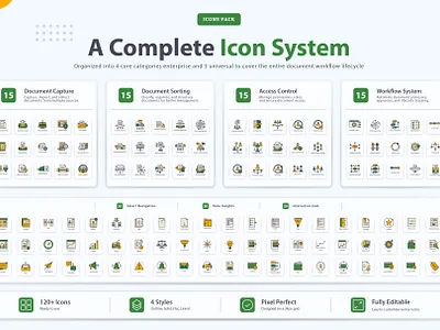 Enterprise Workflow Icon System for SaaS Platforms analytics automation crm dashboard dashboard icons document enterprise enterprise ui icon pack icons interface outline platform saas saas icons system ui vector workflow workflow icons