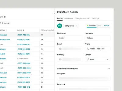 Schedulo — Edit Client Details in SaaS Booking Management App ai appointment booking booking app business customer dashboard marketing product design saas saas design schedule scheduling service ui ux web app web builder web design