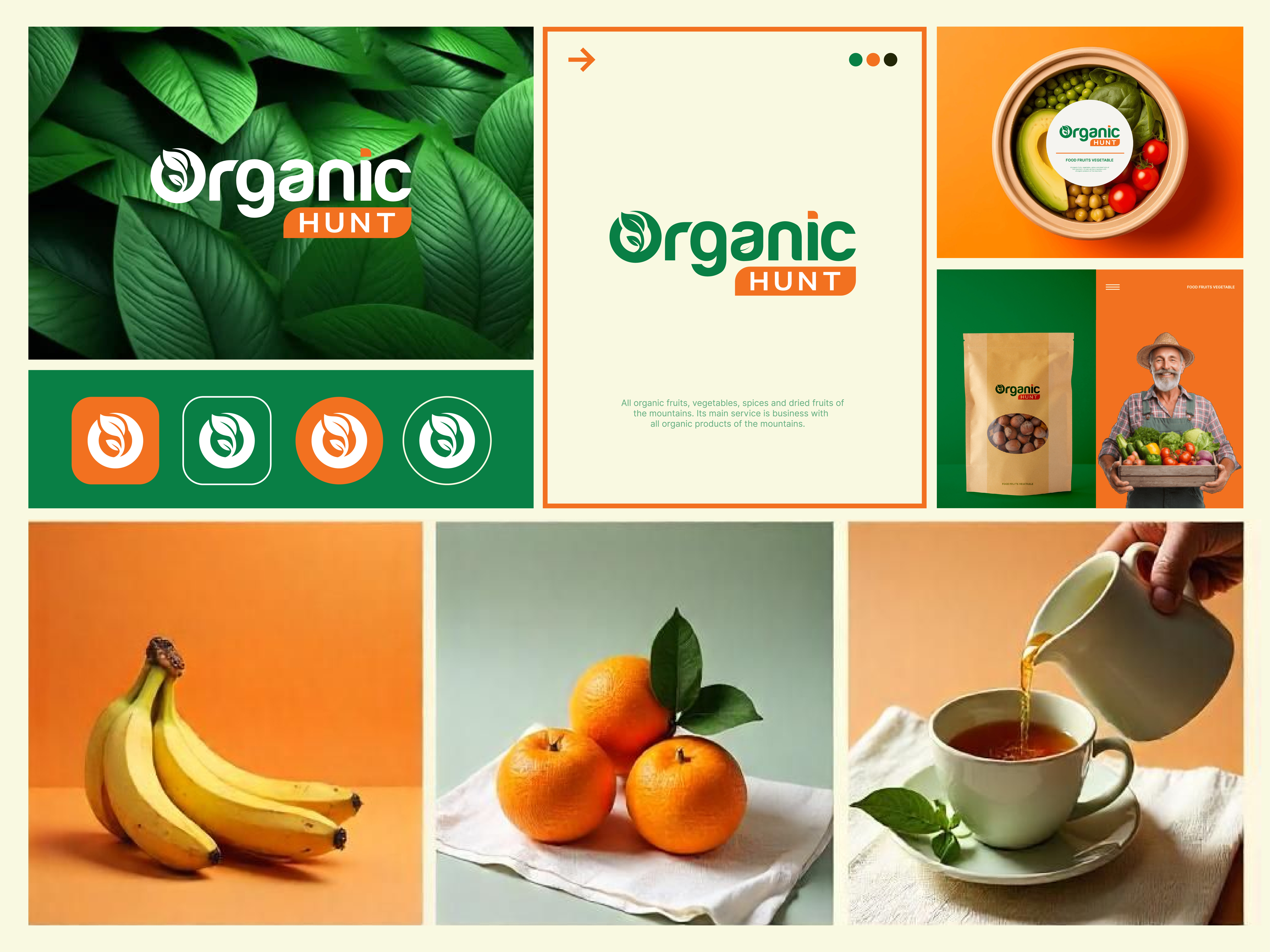 Logo Design, Organic Food, Vegetable, Branding, Minimal