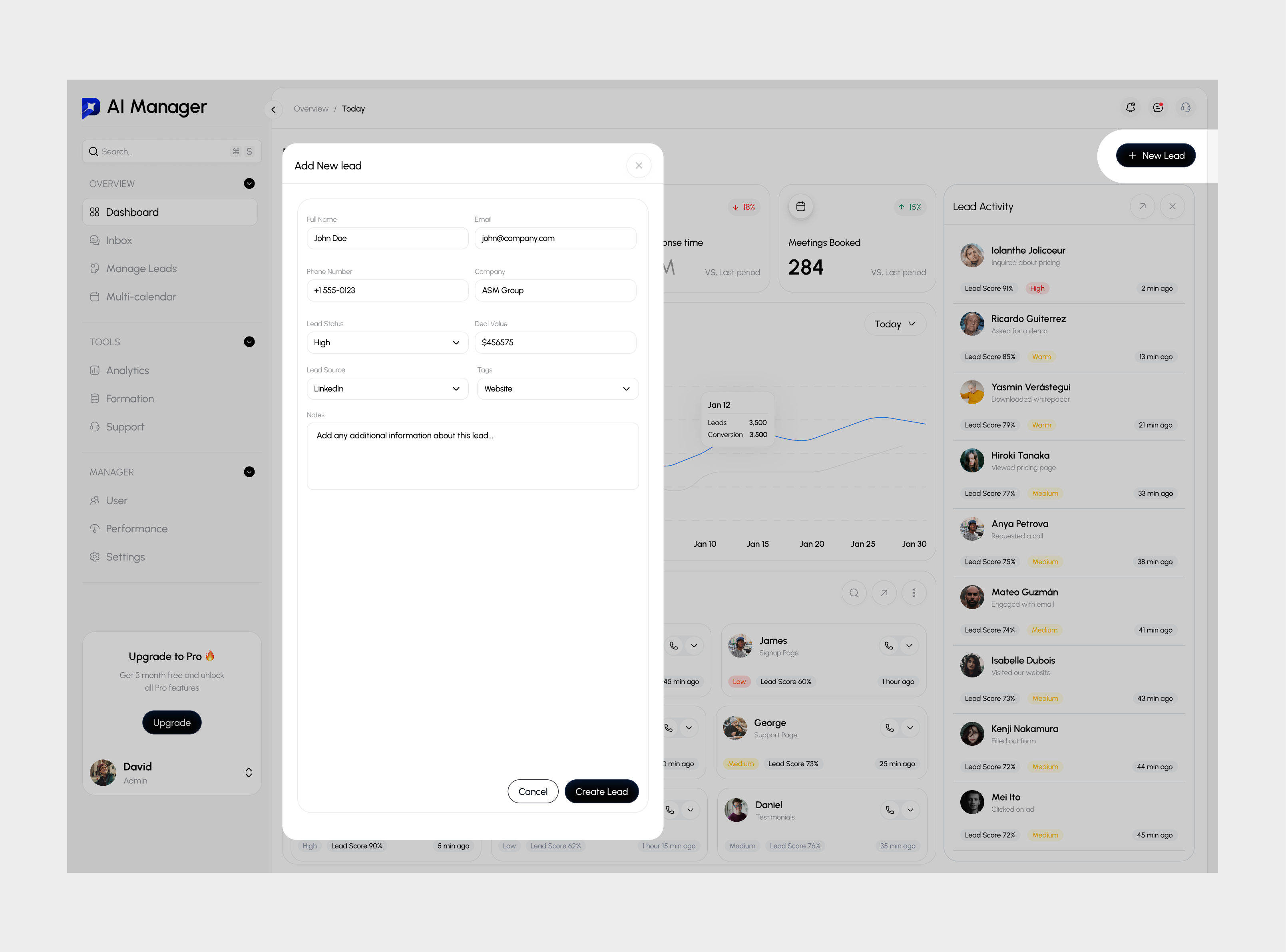 Saas Web App Modal UI - Add New Lead form interface product product design startup ui ui design ux web