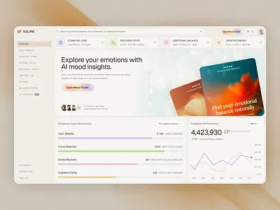 AI Mental Wellness Dashboard – Emotional Intelligence SaaS Web A ai wellness dashboard b2b saas design design emotional intelligence app health tech ui mental health app design saas dashboard ui web web app interface web design webdesign website